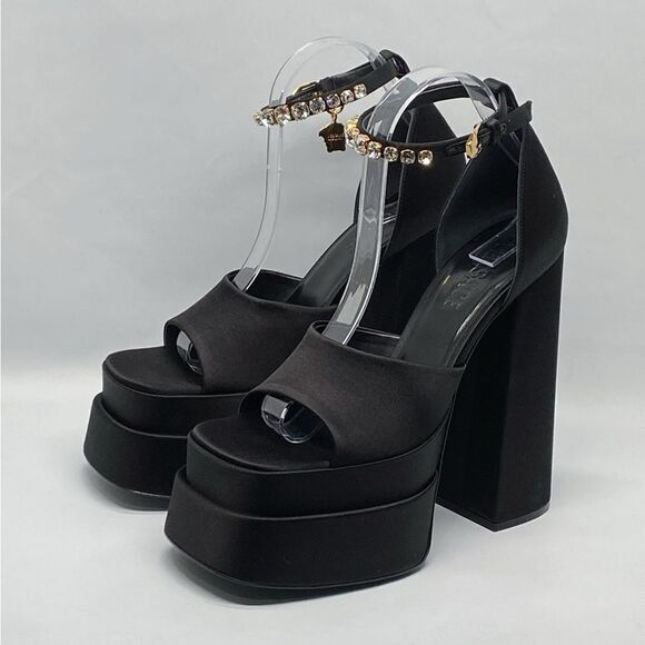 Versace Medusa Crystal Ankle-Strap Platform Sandals - Picture 5 of 15